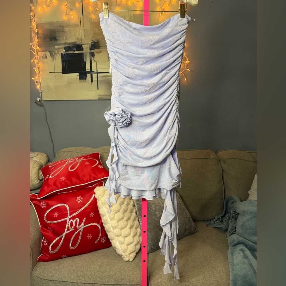 Miss Circle Talulla Light Orchid Ruffle Draping Cut-out Dress size small ✨ - Picture 2 of 6